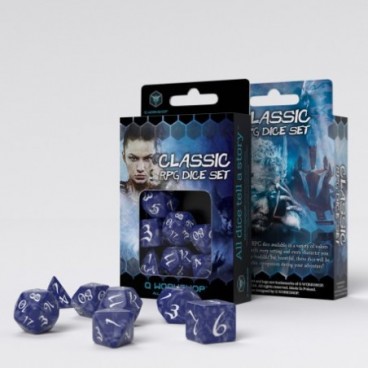 Set de Dés JDR Classique - Cobalt & Blanc