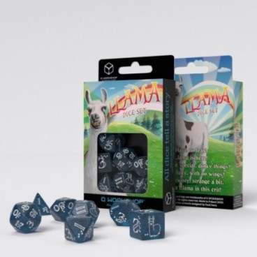Set de Dés Lama Chatoyant - Pailleté Bleu Foncé & Blanc