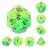 Set de 7 dés - Yellow Green blend (purple font)