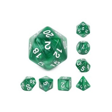 Set de 7 dés - Green pearl dice