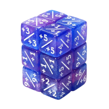 Dé 6 Modificateur Positif à l'unité - Bleu Violet pailleté blanc -DE A L'UNITE