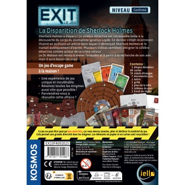 IELLO - EXIT : La Disparition de Sherlock Holmes 13,75 40% 24,75 C20 (Confirmé)