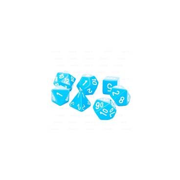 CHESSEX - Set de 7 dés - OPAQUE - Bleu Clair/Blanc