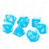 CHESSEX - Set de 7 dés - OPAQUE - Bleu Clair/Blanc