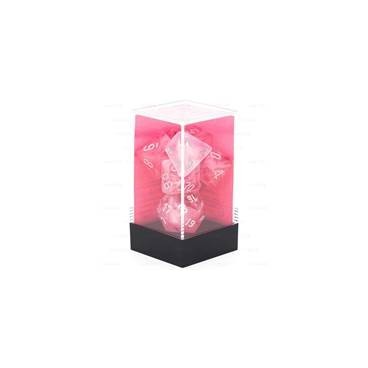 CHESSEX - Set de 7 dés - GHOSTLY GLOW – Rose/Argent