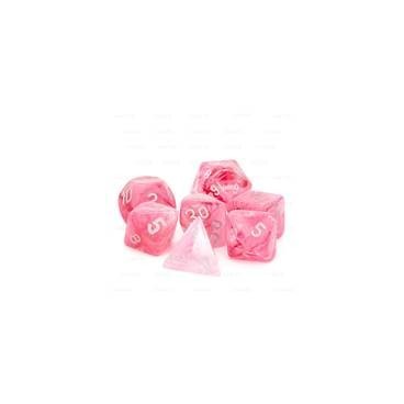 CHESSEX - Set de 7 dés - GHOSTLY GLOW – Rose/Argent