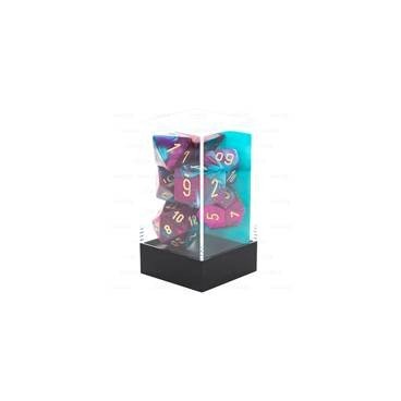 CHESSEX - Set de 7 dés - GEMINI - Violet – Sarcelle/Or