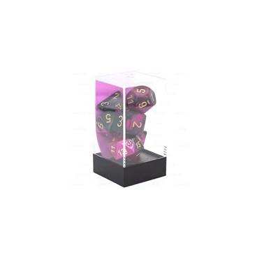CHESSEX - Set de 7 dés - GEMINI - Noir-Violet/Or