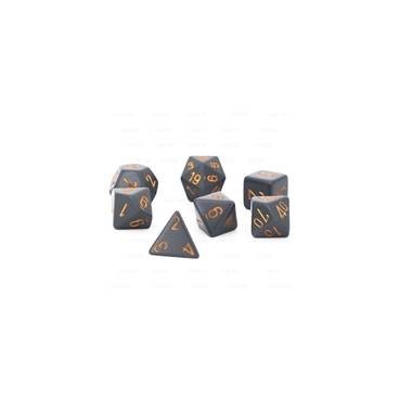 CHESSEX - Set de 7 dés - OPAQUE – Gris Foncé/Cuivre