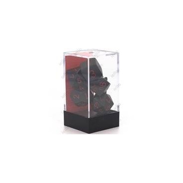 CHESSEX - Set de 7 dés - OPAQUE - Noir/Rouge