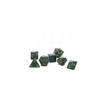 CHESSEX - Set de 7 dés - OPAQUE - Vert Gris/Or
