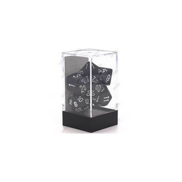 CHESSEX - Set de 7 dés - OPAQUE - Noir/Blanc