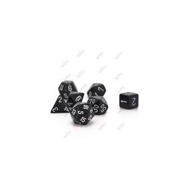 CHESSEX - Set de 7 dés - OPAQUE - Noir/Blanc