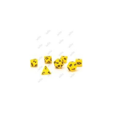 CHESSEX - Set de 7 dés - OPAQUE - Jaune/Noir
