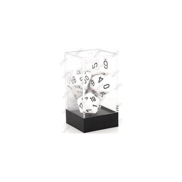 CHESSEX - Set de 7 dés - OPAQUE - Blanc/Noir