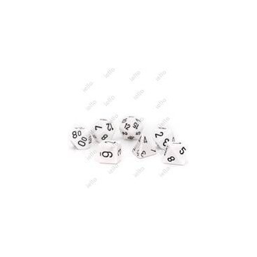 CHESSEX - Set de 7 dés - OPAQUE - Blanc/Noir