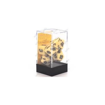 CHESSEX - Set de 7 dés - OPAQUE - Ivoire/Noir