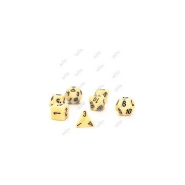 CHESSEX - Set de 7 dés - OPAQUE - Ivoire/Noir