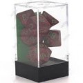 CHESSEX - Set de 7 dés - GRANITE - STRAWBERRY Rouge/Vert