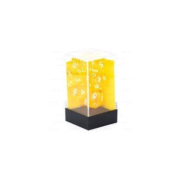 CHESSEX - Set de 7 dés - TRANSPARENT – Jaune/Blanc