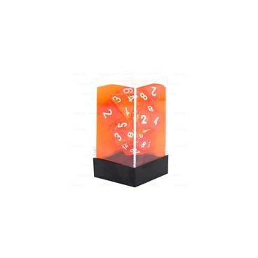 CHESSEX - Set de 7 dés - TRANSPARENT – Orange/Blanc