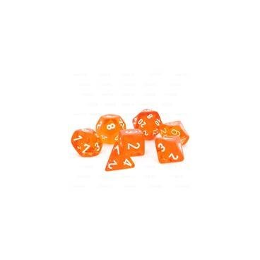 CHESSEX - Set de 7 dés - TRANSPARENT – Orange/Blanc
