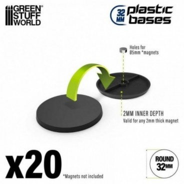 Socles Plastiques ROND 32mm Noir
