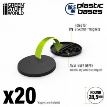 Socles Plastiques ROND 28,5mm Noir
