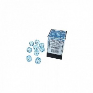 CHESSEX - Set de 36 dés 6 - LUMINARY - Icicle/Bleu Clair