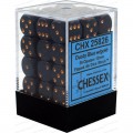 CHESSEX - Set de 36 dés 6 - OPAQUE - Bleu Gris/Or