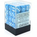 CHESSEX - Set de 36 dés 6 - OPAQUE - Bleu Clair/Blanc