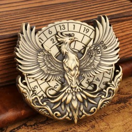 Dé Rotatif 6 En 1 .d20 D12 D10 D8 D6 D4 . Métal . Couleur Bronze Type Phoenix