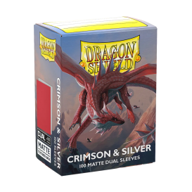 Dragon Shield Dual Matte sleeves - Crimson & Silver - Display