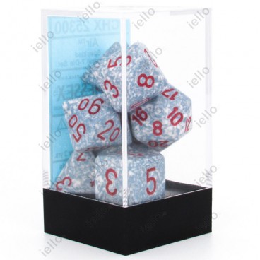CHESSEX - Set de 7 dés - GRANITE - AIR Gris/Rouge