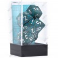 CHESSEX - Set de 7 dés - GRANITE - SEA Bleu-Vert/Blanc