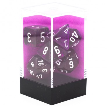 CHESSEX - Set de 7 dés - TRANSPARENT - Violet/Blanc