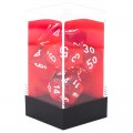 CHESSEX - Set de 7 dés - TRANSPARENT - Rouge/Blanc