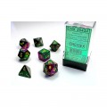 CHESSEX - Set de 7 dés - GEMINI - Vert-Violet/Or