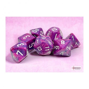 CHESSEX - Set de 7 dés - FESTIVE - Violet/Blanc