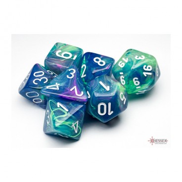 CHESSEX - Set de 7 dés - FESTIVE - Nénuphar/Blanc