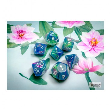 CHESSEX - Set de 7 dés - FESTIVE - Nénuphar/Blanc