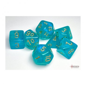 CHESSEX - Set de 7 dés - LUMINARY - Sarcelle / Or