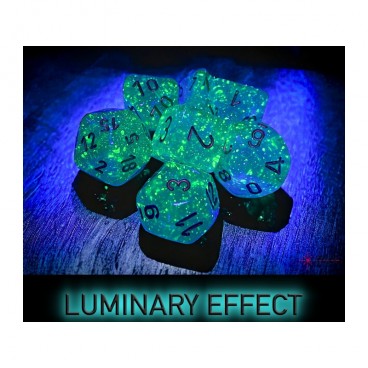 CHESSEX - Set de 7 dés - LUMINARY - Sarcelle / Or