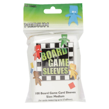 100 Board Game Sleeves : Clear Medium 57x89mm